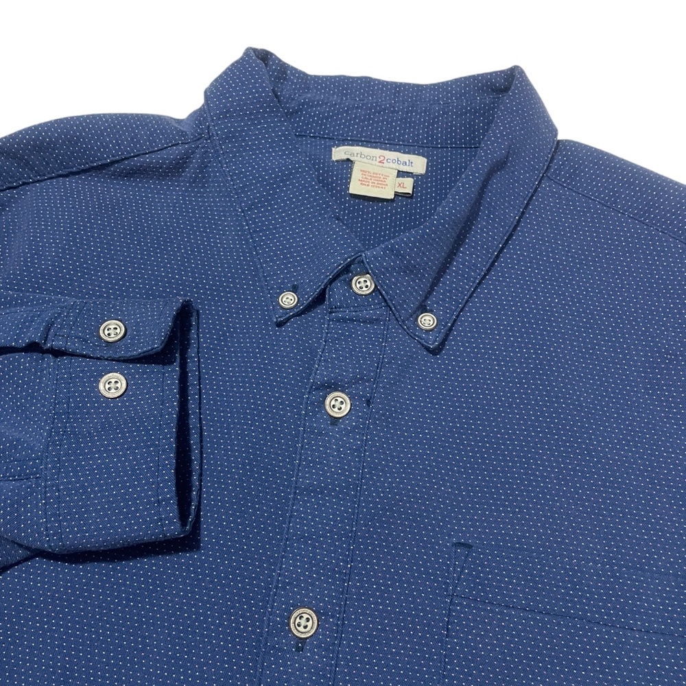 Carbon 2 Cobalt XL Blue Long Sleeve 100%‎ Cotton Heavy Button Up Pockets - Pictu